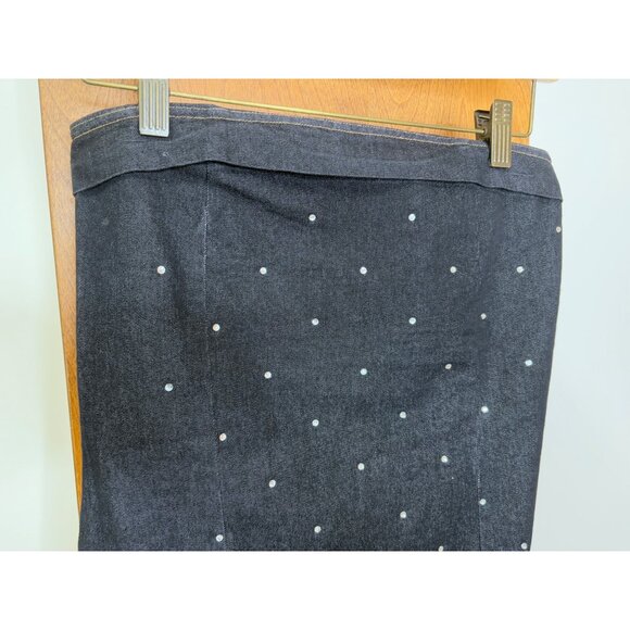 Heart & Heels Black Denim Strapless Dress Rhinestone Slit Juniors Size Large - Picture 5 of 13